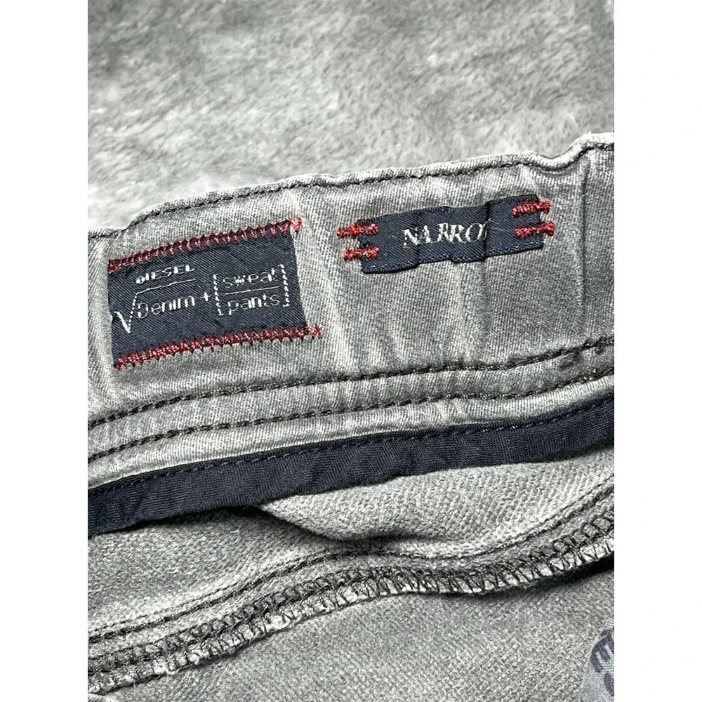 Diesel Pants Men Size 28 Narrot Denim Sweat Distressed Grey Jogger Made In Italy